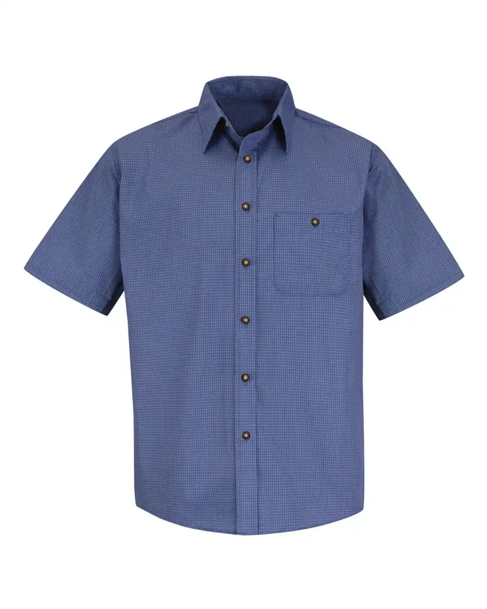 Red Kap Sp84t Mini-plaid Uniform Short Sleeve Shirt - Tall Sizes - Grey Blue Plaid - Grey/ / Lt