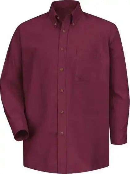 Red Kap Sp90 Poplin Long Sleeve Dress Shirt - Burgundy