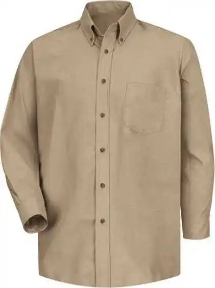 Red Kap Sp90 Poplin Long Sleeve Dress Shirt - Khaki