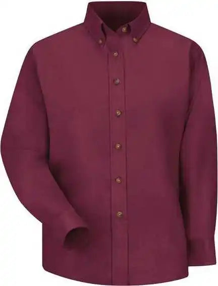 Red Kap Sp91 Women’s Long Sleeve Poplin Dress Shirt - Burgundy