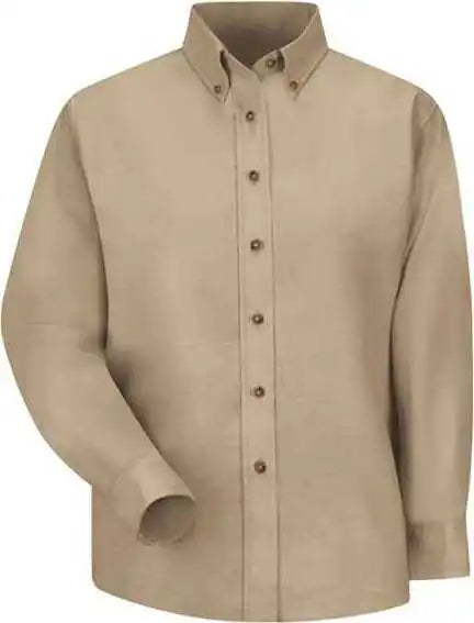 Red Kap Sp91 Women’s Long Sleeve Poplin Dress Shirt - Khaki