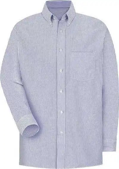 Red Kap Sr70ext Executive Oxford Long Sleeve Dress Shirt - Additional Sizes - Bs-blue White Stripe 34 - Blue / Adult 18
