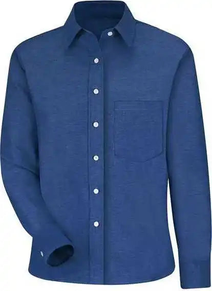 Red Kap Sr75ext Women’s Long Sleeve Oxford Dress Shirt - Extended Sizes - Fb-french Blue