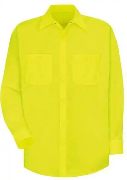 Red Kap Ss14 Enhanced Visibility Long Sleeve Work Shirt - Yellow Green