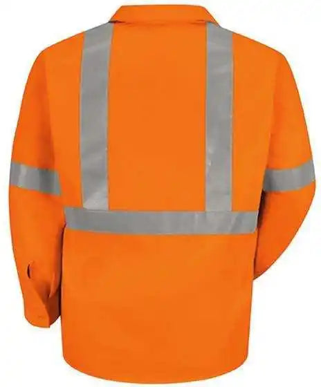 Red Kap Ss14hv High Visibility Safety Long Sleeve Work Shirt O2 Fluorescent Orange