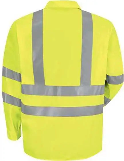 Red Kap Ss14hv High Visibility Safety Long Sleeve Work Shirt - Ab-fluorescent Yellow Green