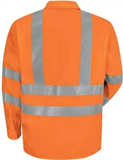 Red Kap Ss14hv High Visibility Safety Long Sleeve Work Shirt - Of-fluorescent Orange