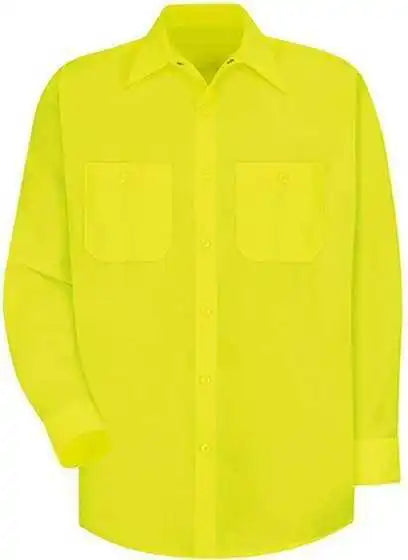 Red Kap Ss14l Enhanced Visibility Long Sleeve Work Shirt Sizes - Fluorescent Yellow