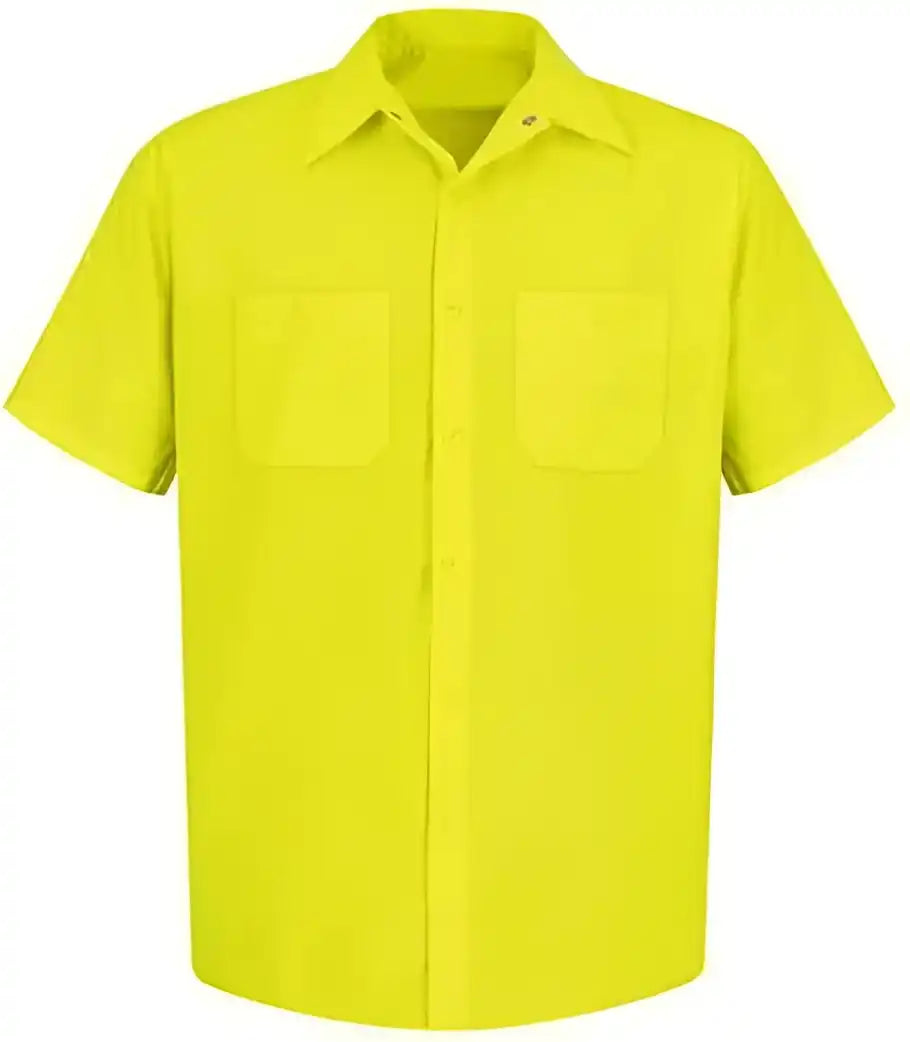 Red Kap Ss24 Enhanced Visibility Short Sleeve Work Shirt - Yellow Green