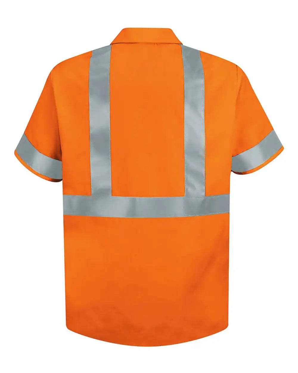 Red Kap Ss24hvt High Visibility Safety Short Sleeve Work Shirt - Tall Sizes - O2-fluorescent Orange - Lt