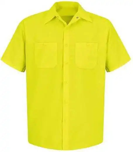 Red Kap Ss24l Enhanced Visibility Short Sleeve Work Shirt Tall Sizes Yellow Green