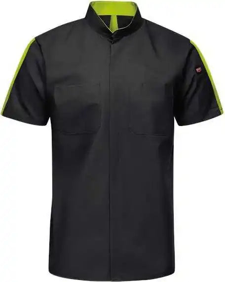 Red Kap Sx46 Mimix Pro + Short Sleeve Work Shirt with Oilblok Black High Vis Yellow