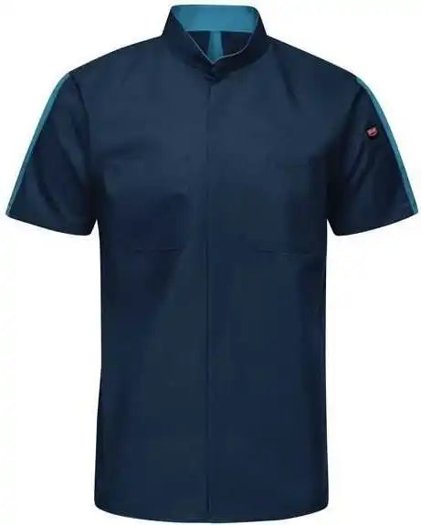 Red Kap Sx46t Mimix Pro + Short Sleeve Work Shirt with Oilblok - Tall Sizes - Navy Teal