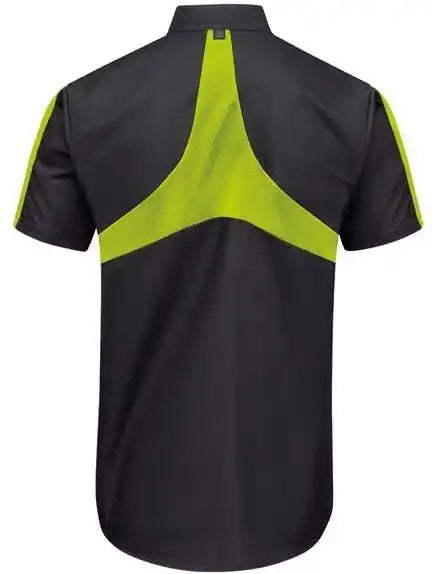 Red Kap Sx46t Mimix Pro + Short Sleeve Work Shirt with Oilblok Tall Sizes Black High Vis Yellow