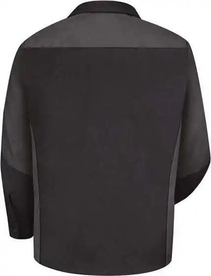 Red Kap Sy10 Long Sleeve Automotive Crew Shirt Black Charcoal