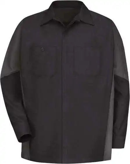 Red Kap Sy10 Long Sleeve Automotive Crew Shirt Black Charcoal