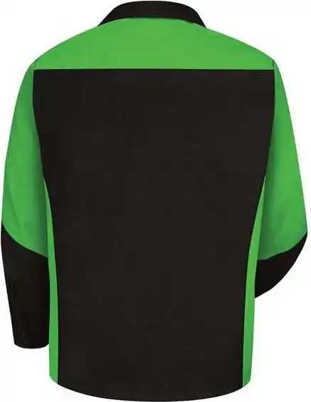Red Kap Sy10 Long Sleeve Automotive Crew Shirt - Black Lime
