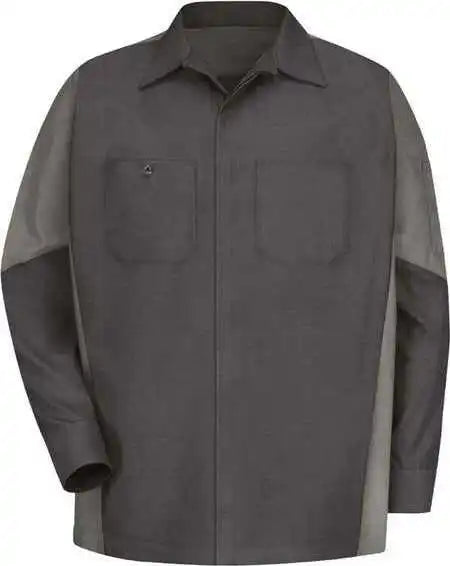 Red Kap Sy10 Long Sleeve Automotive Crew Shirt Charcoal Gray