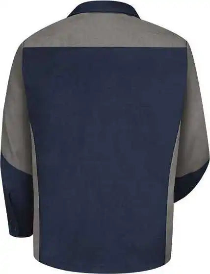 Red Kap Sy10 Long Sleeve Automotive Crew Shirt Navy Gray