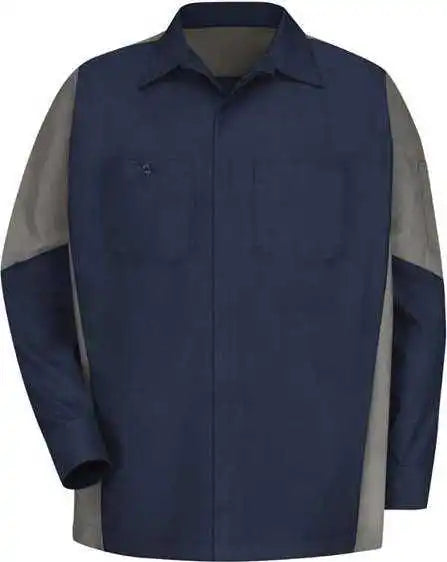 Red Kap Sy10 Long Sleeve Automotive Crew Shirt Navy Gray