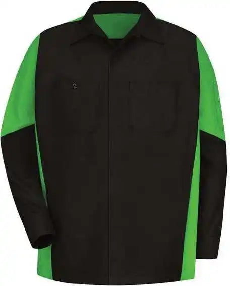 Red Kap Sy10l Long Sleeve Automotive Crew Shirt - Sizes - Black Lime