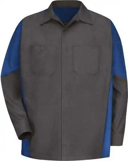 Red Kap Sy10l Long Sleeve Automotive Crew Shirt - Sizes - Charcoal Royal