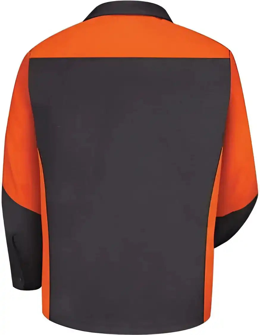 Red Kap Sy10l Long Sleeve Automotive Crew Shirt Sizes Charcoal Orange