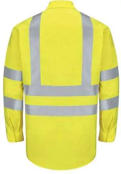 Red Kap Sy14 Enhanced &amp; Hi Visibility Long Sleeve Work Shirt Ab Fluorescent Yellow Green