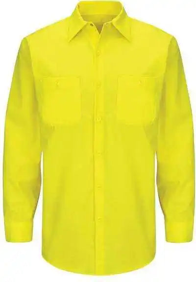 Red Kap Sy14 Enhanced & Hi-visibility Long Sleeve Work Shirt - Fluorescent Yellow