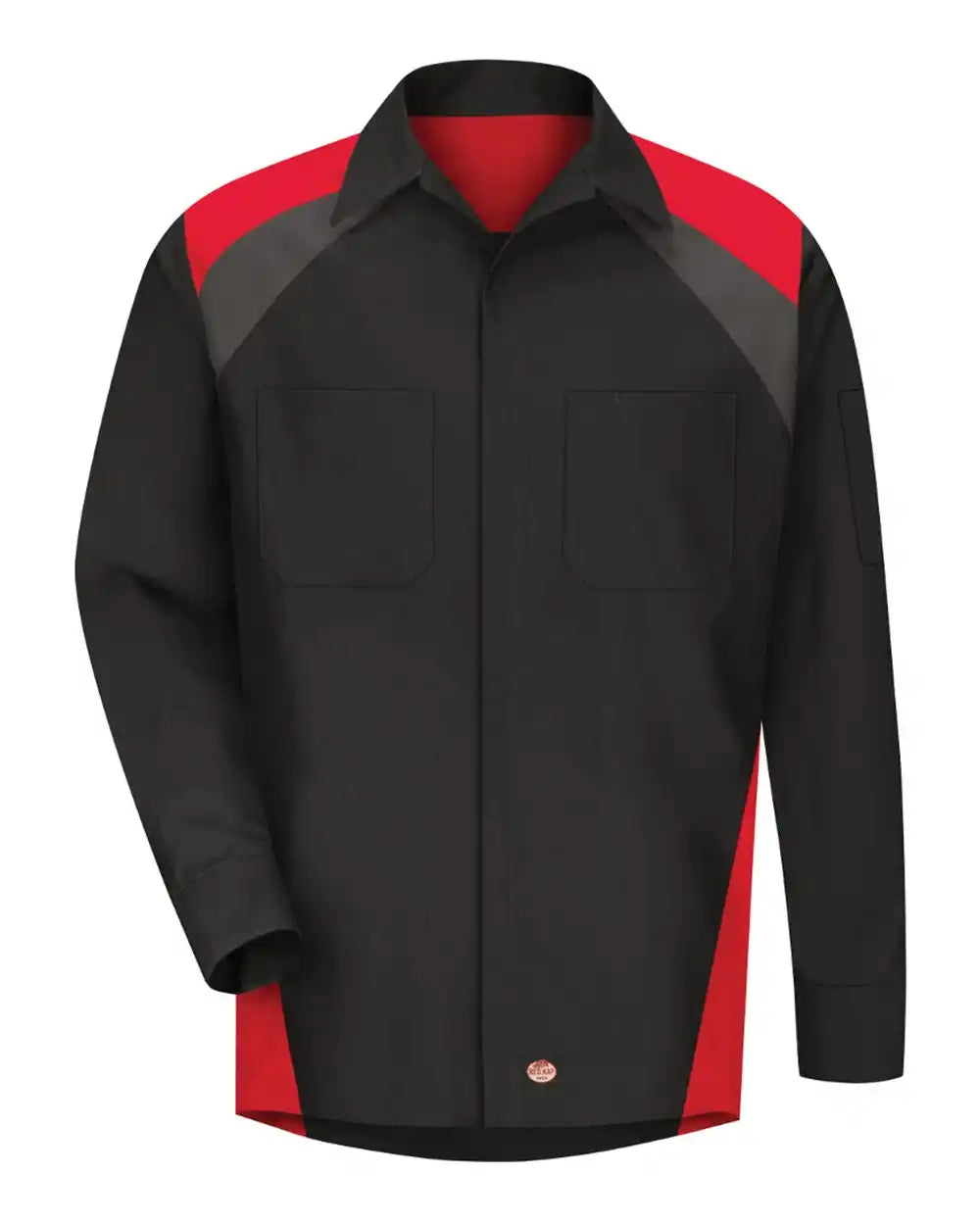 Red Kap Sy18 Long Sleeve Tri-color Shop Shirt - Black Charcoal - Black/ Red/ / s