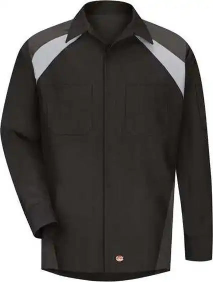 Red Kap Sy18 Long Sleeve Tri Color Shop Shirt Black Charcoal Light Gray