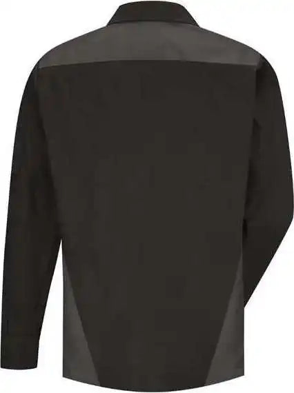 Red Kap Sy18 Long Sleeve Tri Color Shop Shirt Black Charcoal Light Gray