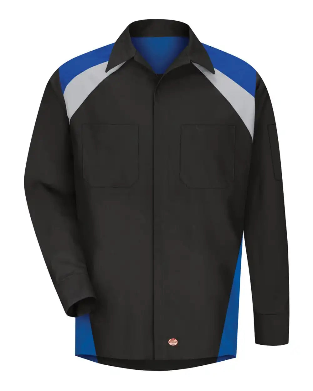 Red Kap Sy18 Long Sleeve Tri-color Shop Shirt - Black Royal Blue Light Grey - Black/ Blue/ / s