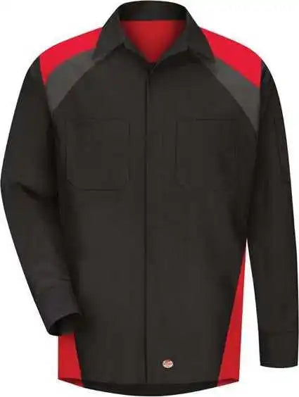 Red Kap Sy18l Long Sleeve Tri-color Shop Shirt - Sizes - Black Charcoal