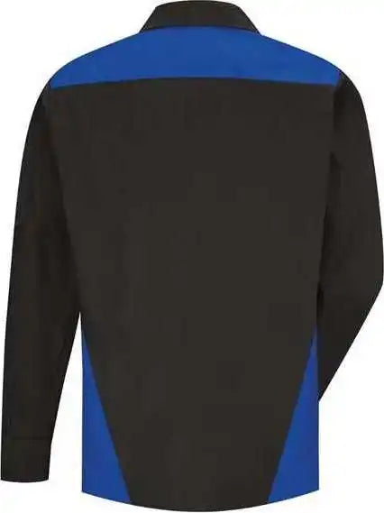 Red Kap Sy18l Long Sleeve Tri-color Shop Shirt - Sizes - Black Royal Blue Light Gray