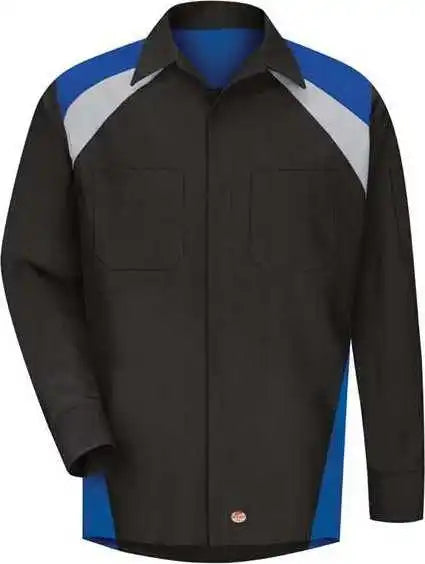 Red Kap Sy18l Long Sleeve Tri-color Shop Shirt - Sizes - Black Royal Blue Light Gray