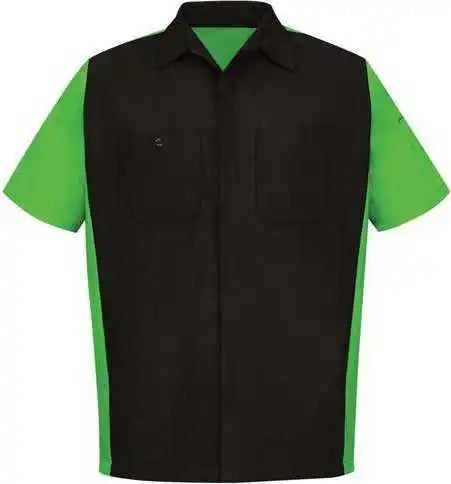 Red Kap Sy20 Short Sleeve Automotive Crew Shirt - Black Lime