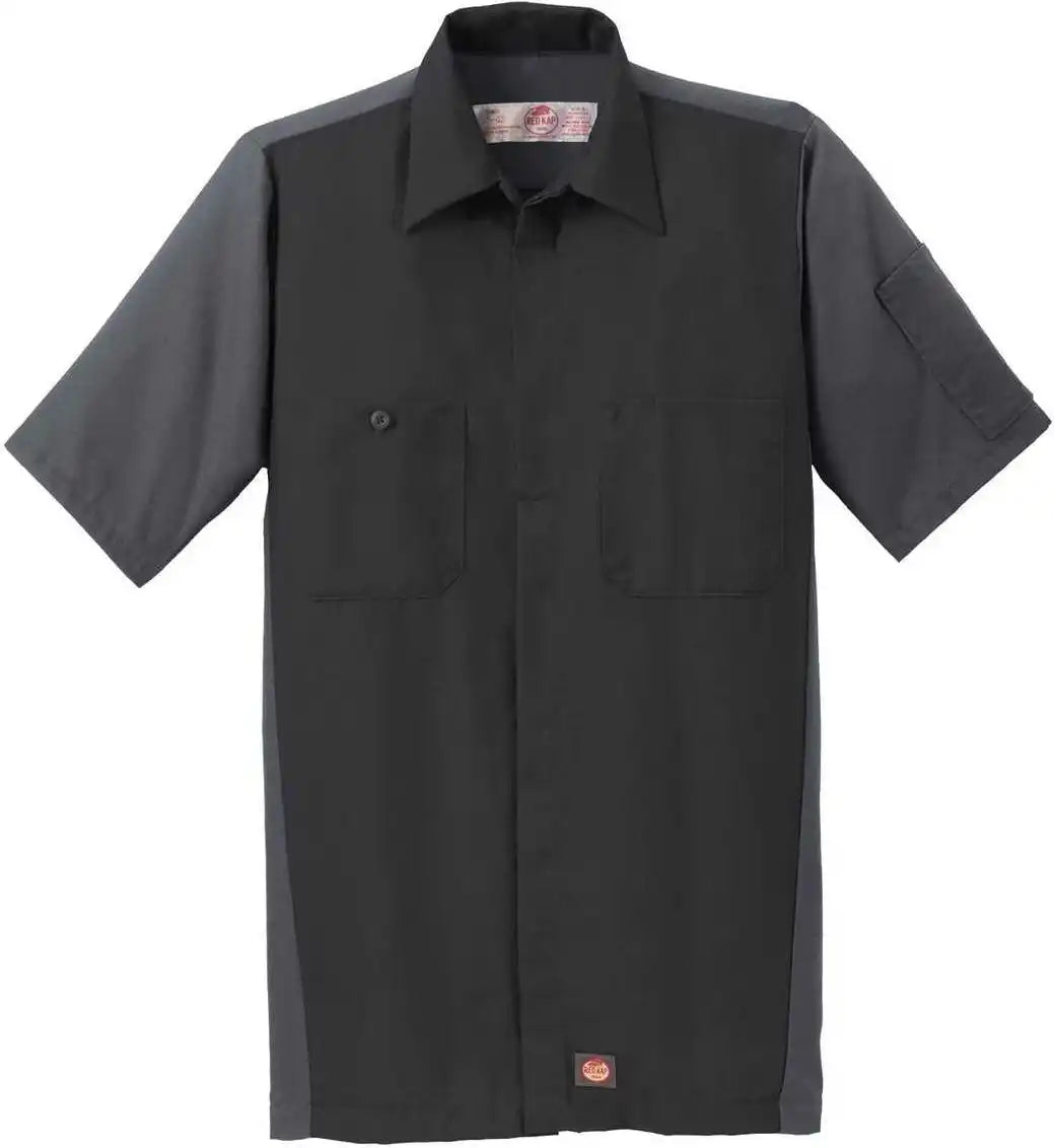 Red Kap Sy20 Short Sleeve Ripstop Crew Shirt Black/ Charcoal