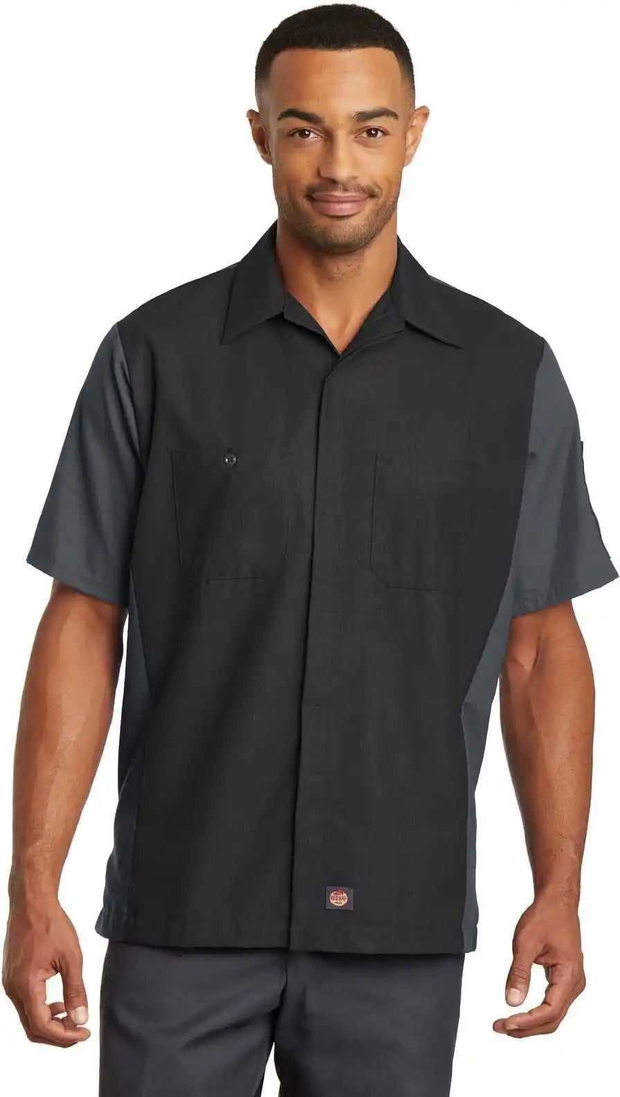Red Kap Sy20 Short Sleeve Ripstop Crew Shirt Black/ Charcoal