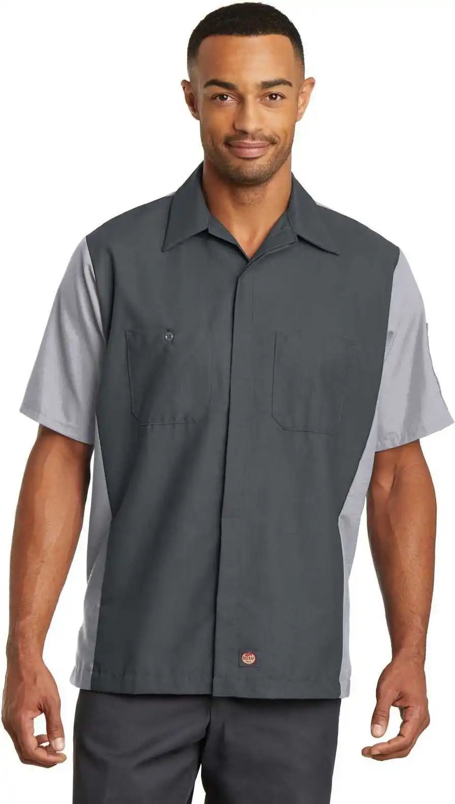 Red Kap Sy20 Short Sleeve Ripstop Crew Shirt Charcoal/ Light Gray