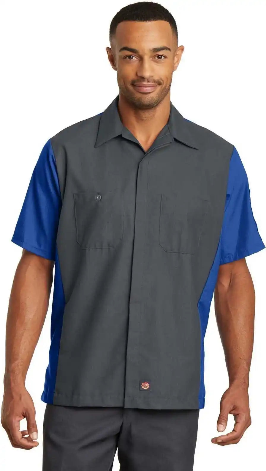Red Kap Sy20 Short Sleeve Ripstop Crew Shirt Charcoal/ Royal