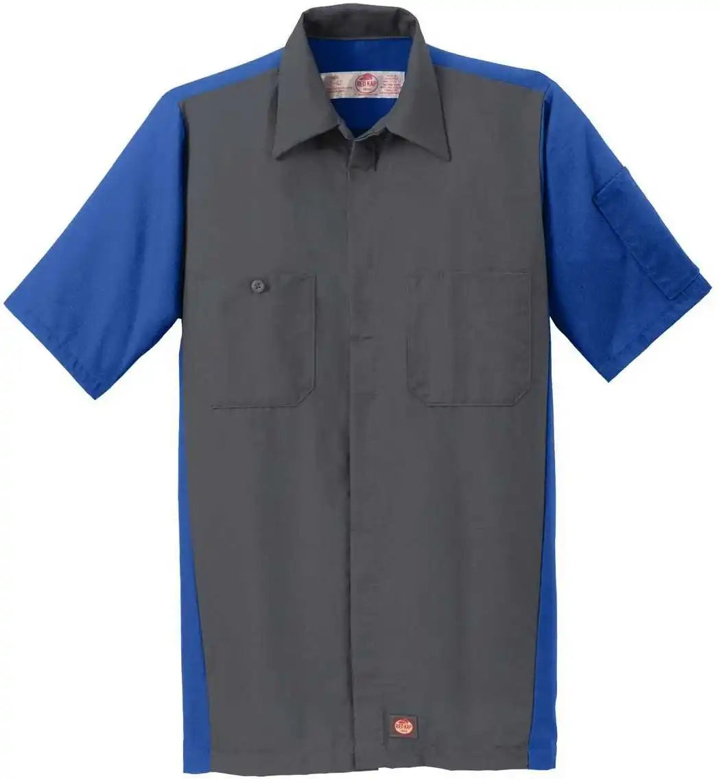 Red Kap Sy20 Short Sleeve Ripstop Crew Shirt Charcoal/ Royal