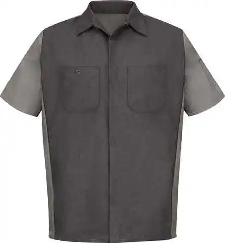 Red Kap Sy20l Short Sleeve Automotive Crew Shirt Long Sizes Charcoal Gray