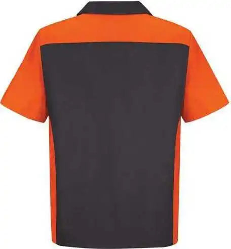 Red Kap Sy20l Short Sleeve Automotive Crew Shirt Long Sizes Charcoal Orange