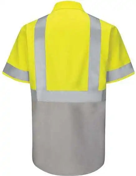 Red Kap Sy24 Enhanced & Hi Visibility Work Shirt Fluorescent Yellow Green Gray