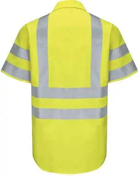 Red Kap Sy24l Enhanced &amp; Hi-visibility Work Shirt - Long Sizes - Ab-fluorescent Yellow Green