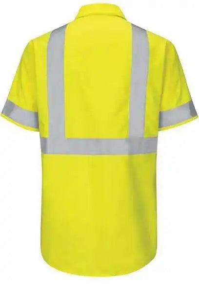 Red Kap Sy24l Enhanced &amp; Hi Visibility Work Shirt Long Sizes Hv Fluorescent Yellow Green