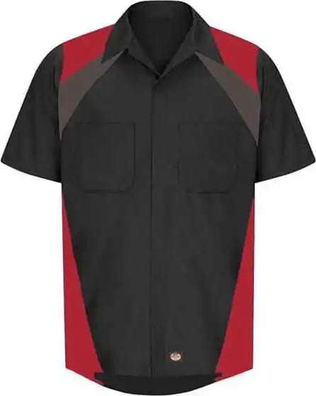 Red Kap Sy28 Tri-color Short Sleeve Shop Shirt - Black Charcoal