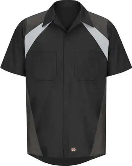 Red Kap Sy28 Tri Color Short Sleeve Shop Shirt Black Light Gray Charcoal