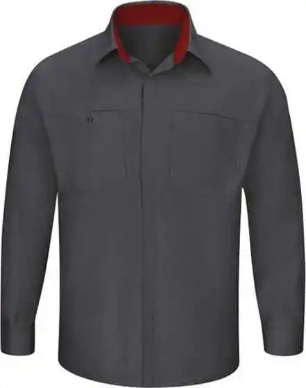 Red Kap Sy32 Performance Plus Long Sleeve Shirt with Oilblok Technology - Charcoal Fireball